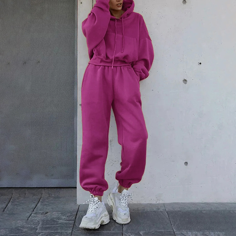 2023 Long Sleeve Crew Neck Sweatshirt Cotton Sweatpants And Hoodie Set