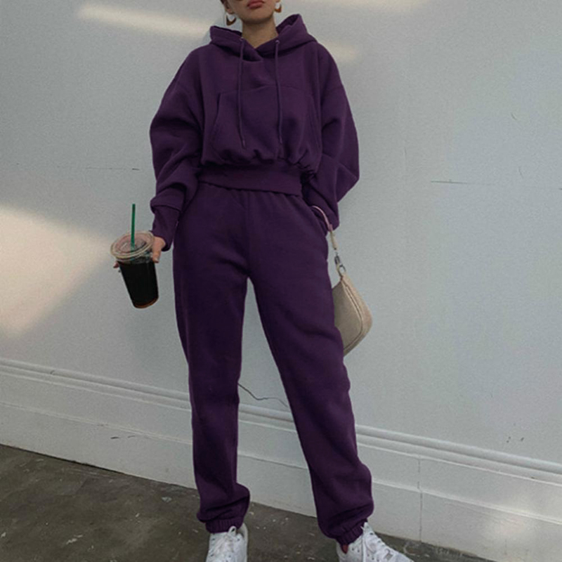 2023 Long Sleeve Crew Neck Sweatshirt Cotton Sweatpants And Hoodie Set