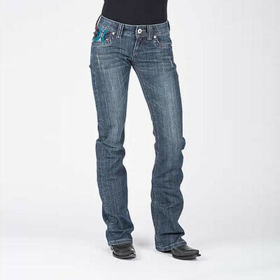 Women's Denim Trousers With Washed Pockets