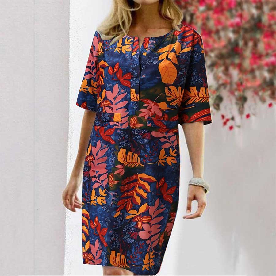 Women's Casual Bohemian Style Leaf Print Dress