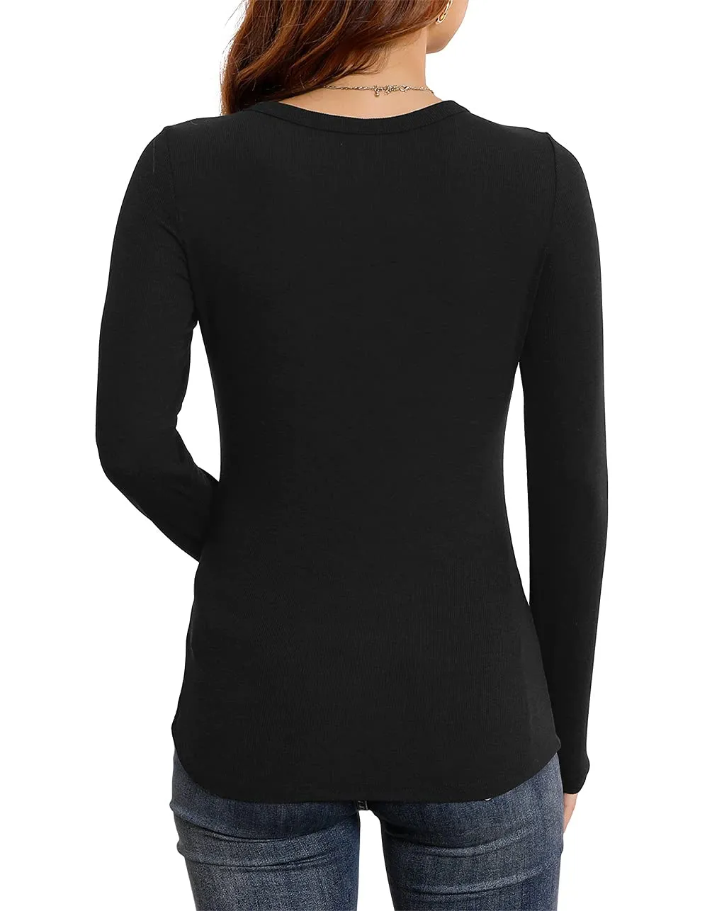 🔥🔥🔥🔥Women's Long Sleeve Stretch Slim Round Neck Ribbed Basic Shirts