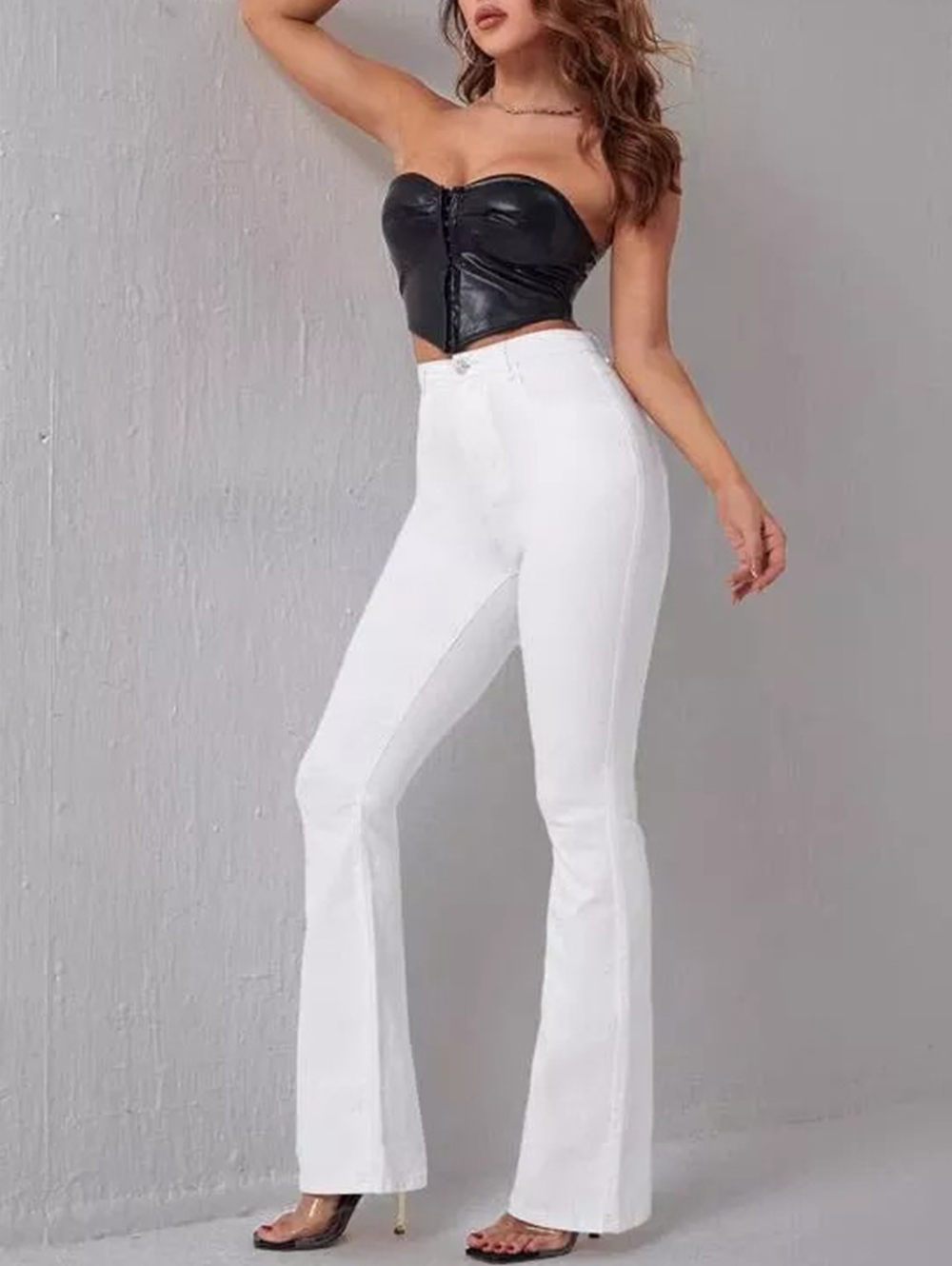 White Super Flare Bootcut High Waist Jeans