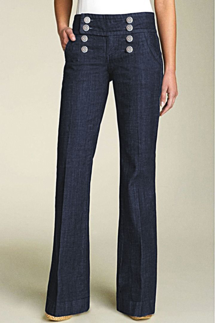 Midiross Solid Double Breasted Pocket Detail Straight Leg