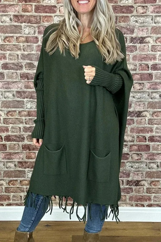 THREAD OF STREAMLINED LARGE BAT SLEEVE KNIT SWEATER (BUY 2 FREE SHIPPING）