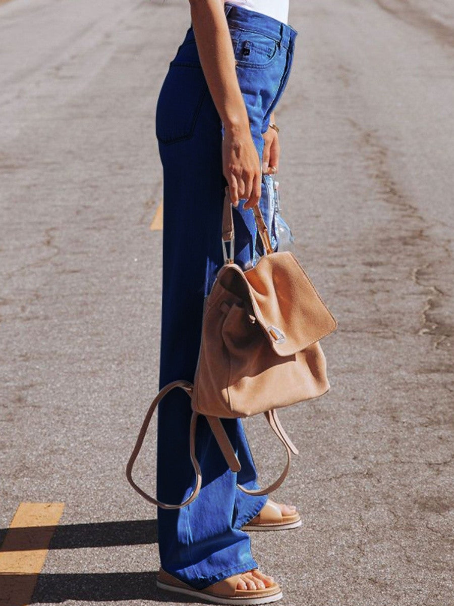 Ripped High Waist Wide Leg Jeans