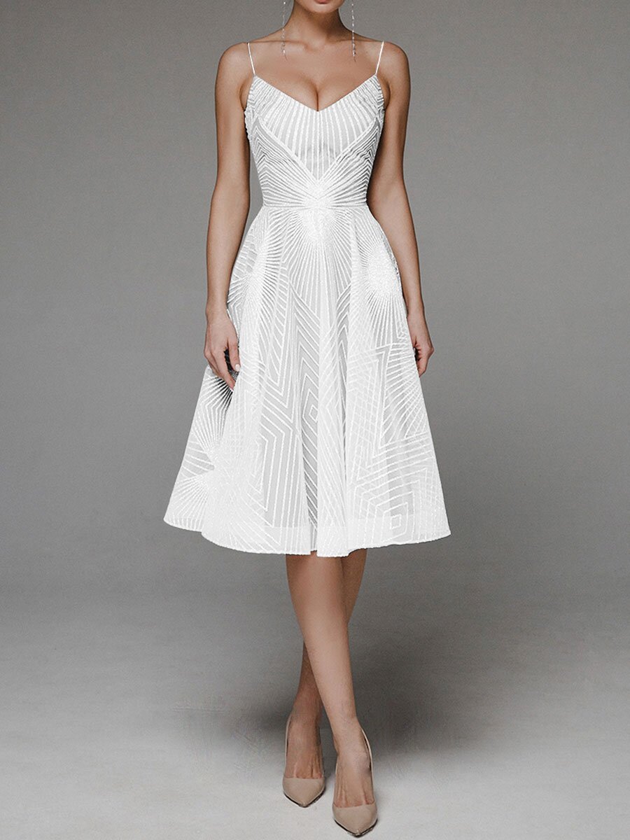 Stylish V-neck Strap A-line Dress