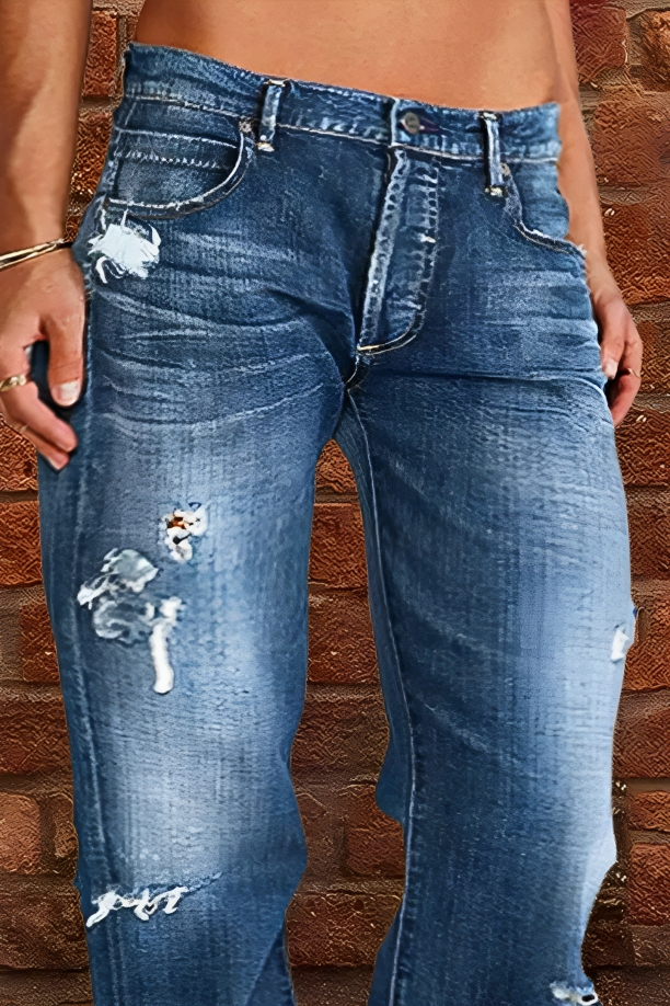 Midiross Ripped/Normal Low Waist Straight Leg Jeans(BUY 2 FREE SHIPPING)