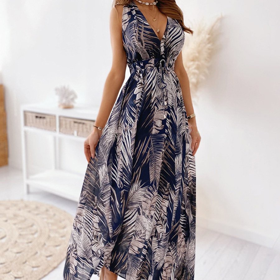 Women's Bohemian V-Neck Print Dress