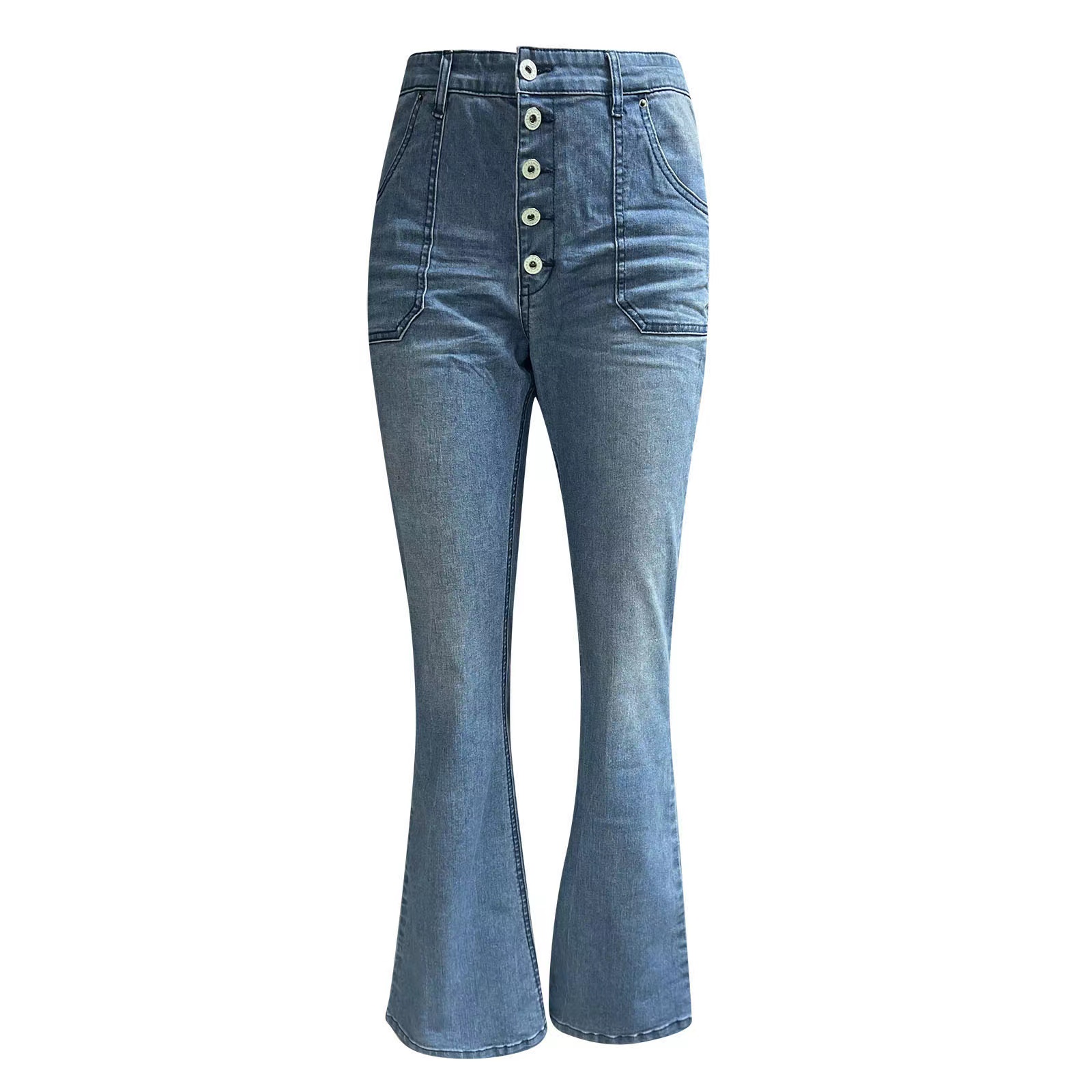 🔥🔥 🔥🔥70s High Rise Stretchy Buttons Bell Bottom Jeans