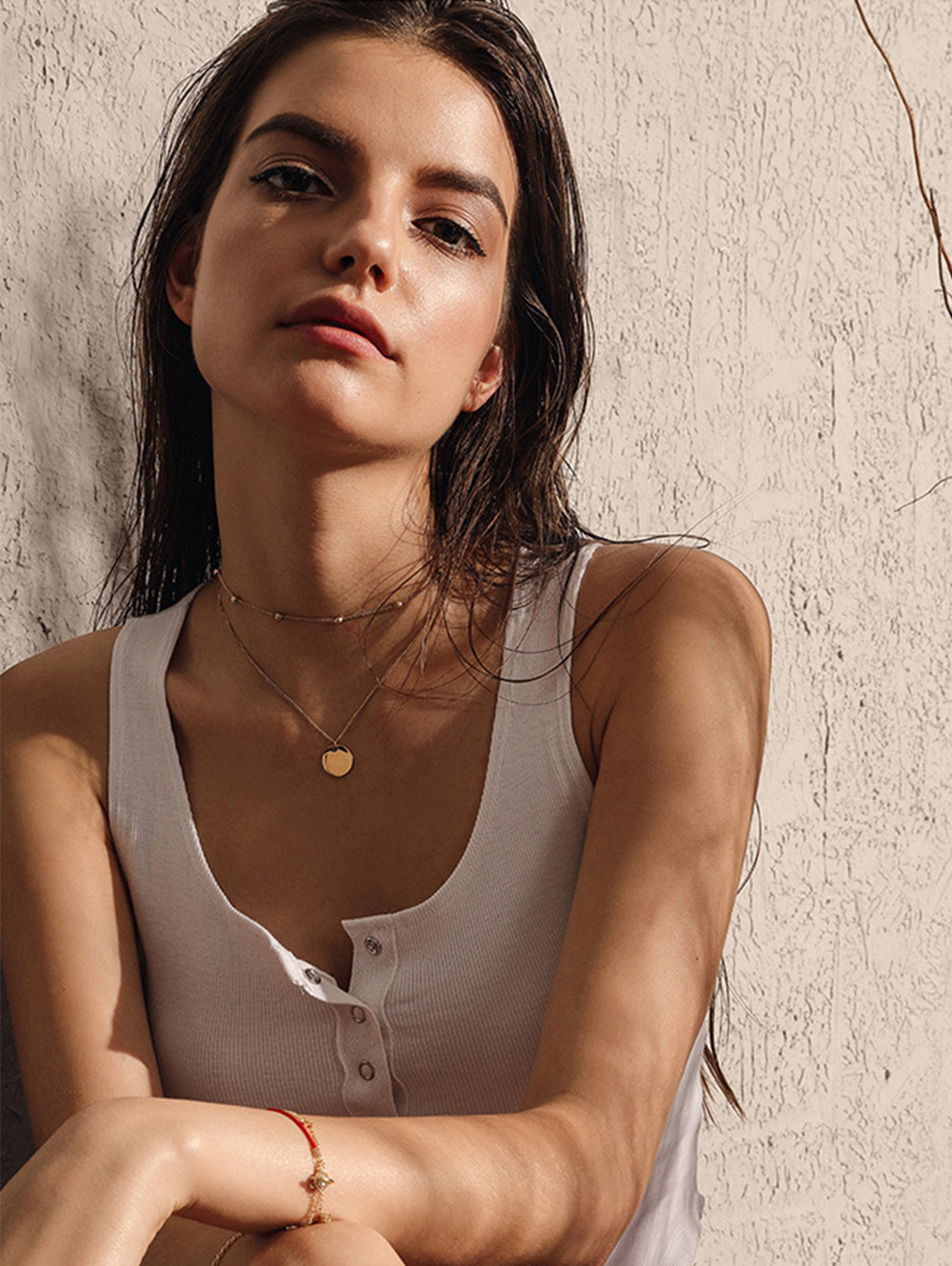 18k Gold Plated Dainty Gold Choker Arrow Bar Layering Long Necklace for Women