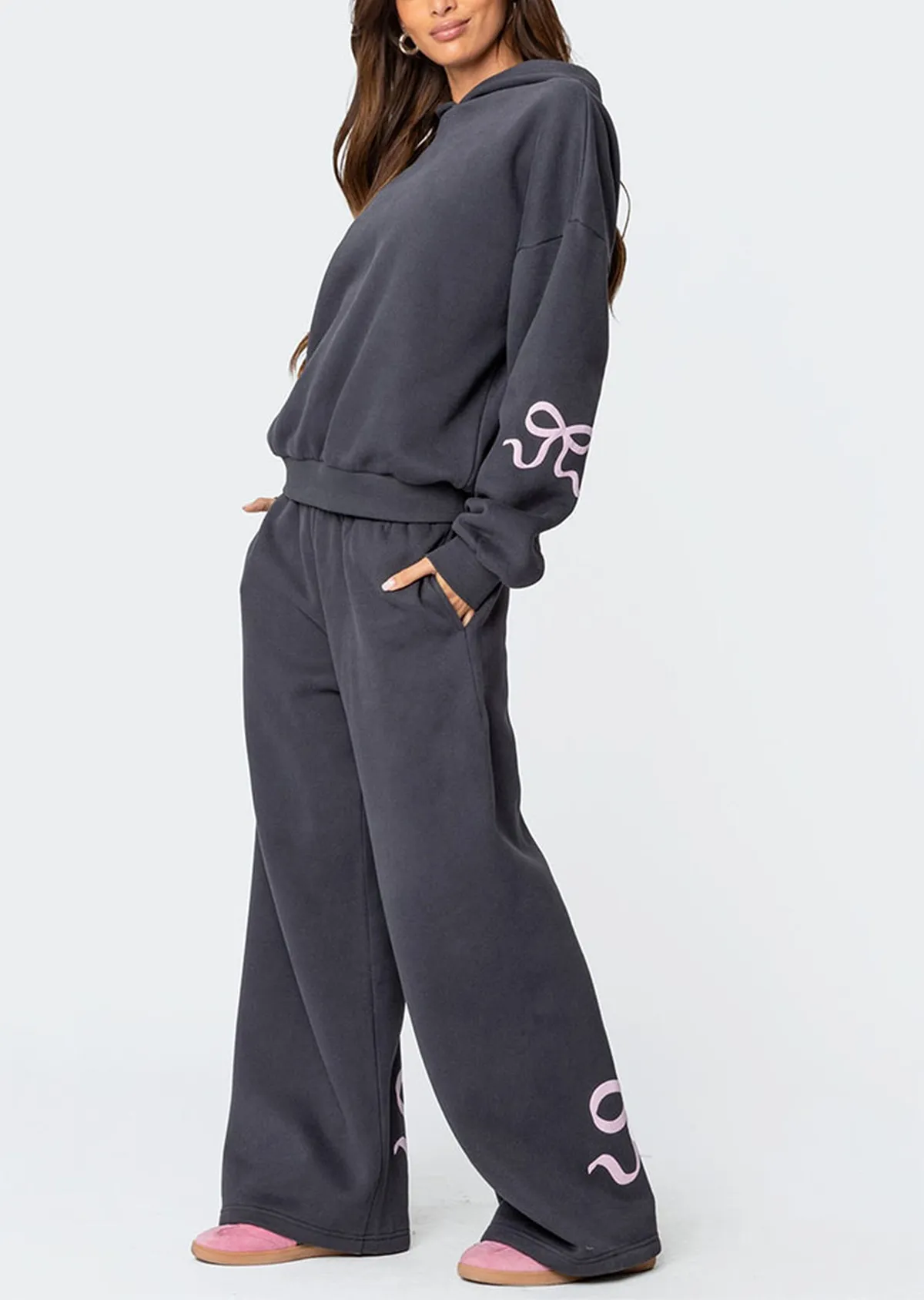 🔥🔥🔥🔥Women's Bow Detail Hoodie Sweat Set