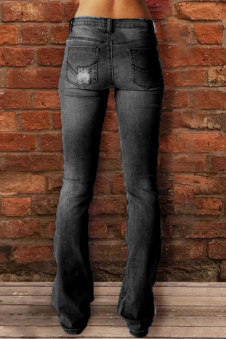Midiross Vintage Ripped Low Waist Jeans