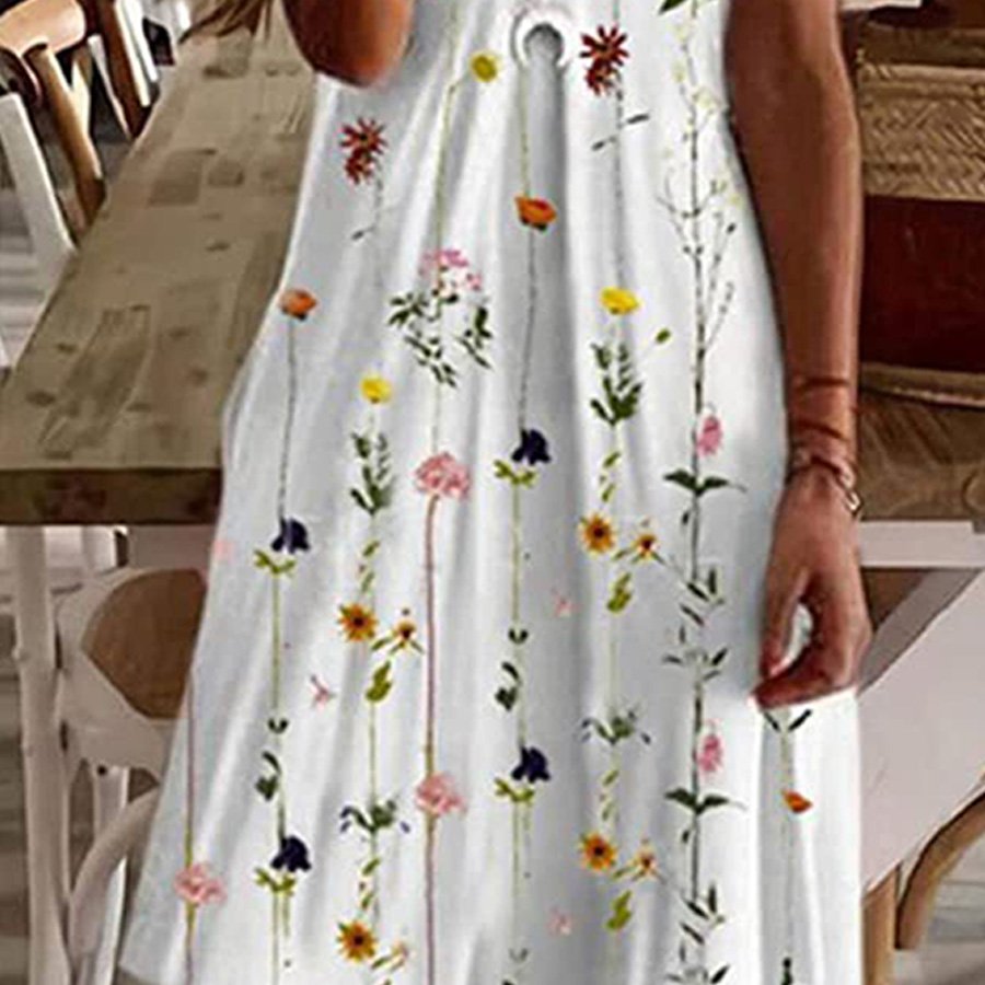 Ladies Lace V-Neck Off-Shoulder Print Dress