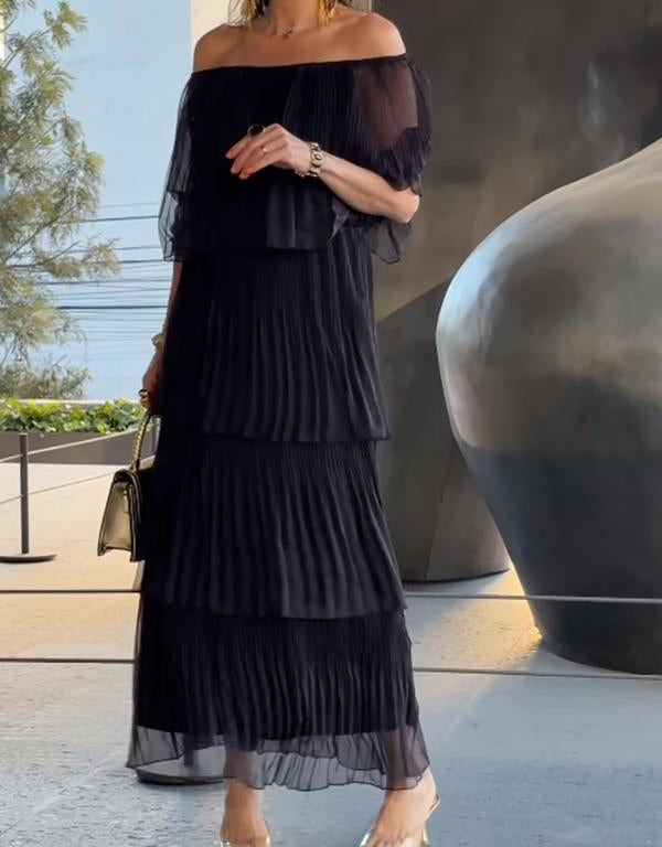 ✨✨✨Elegant chiffon cake long dress