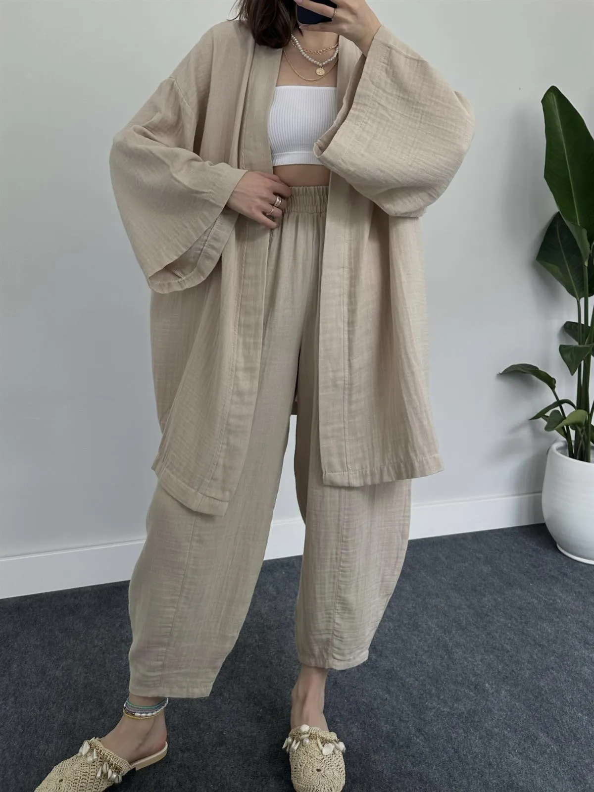 COMFORTABLE LOOSE KIMONO SET