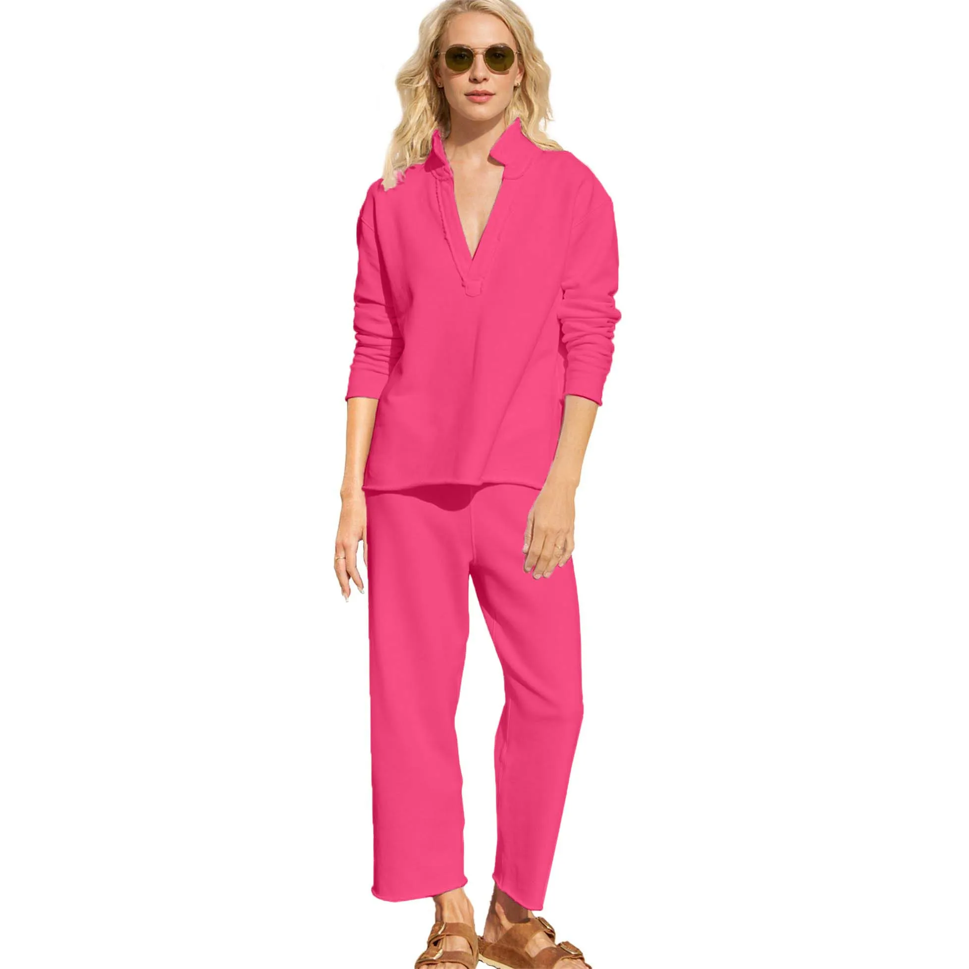 🔥🔥🔥🔥Women's V Neck Pullover Sweatshirts Wide Leg Pants Set(Buy 2 Free Shipping)