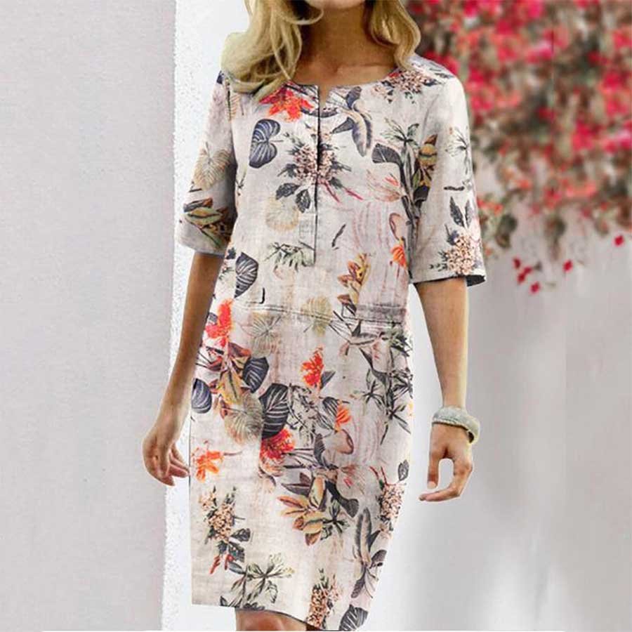 Women's Casual Bohemian Style Floral Leaf Print Dress