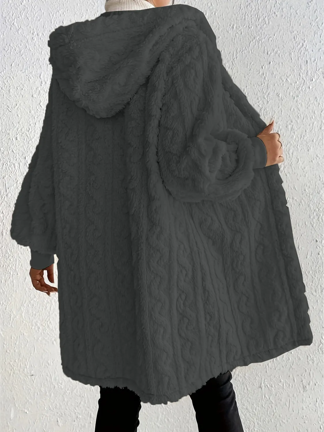 🔥🔥🔥🔥Plush Fleece Soft Midi-Length Jacket with Pockets