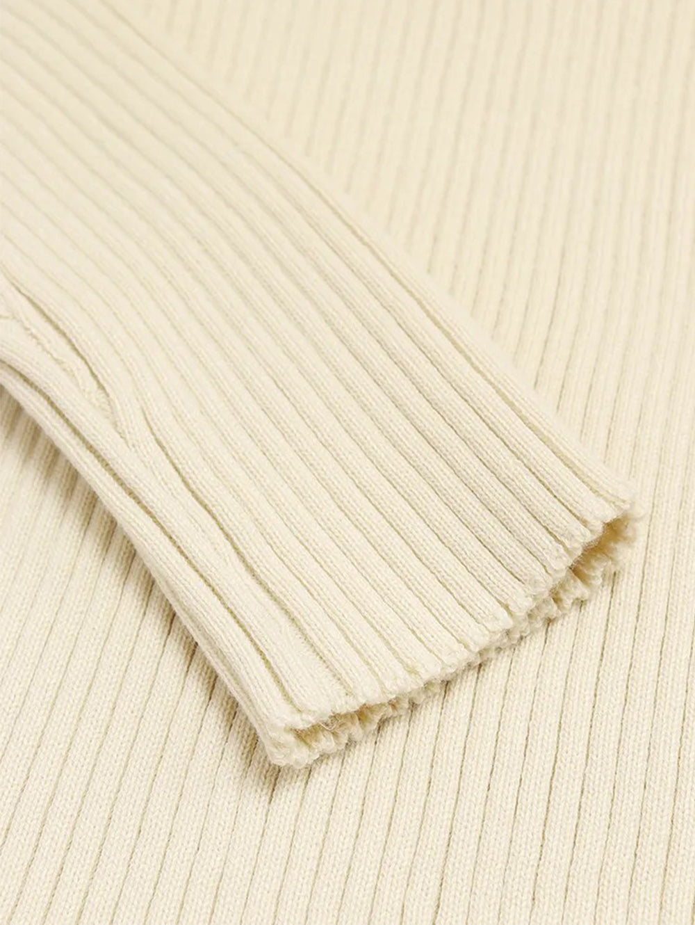 Rib-Knit Button Front Off Shoulder Sweater