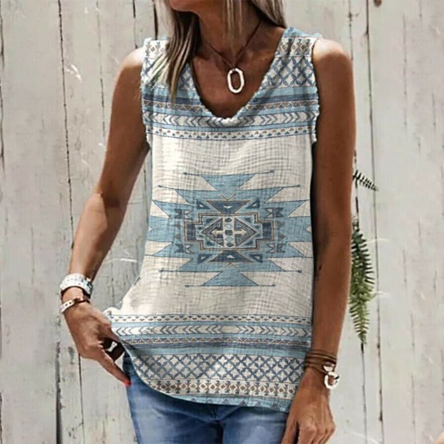 Western Ethnic Print Vest Top