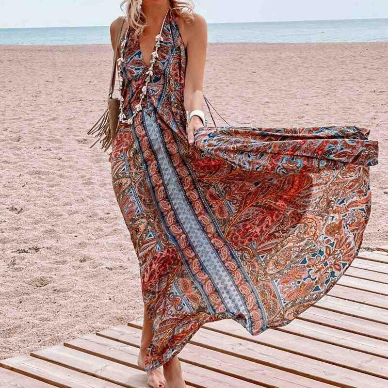 Women's Halter Vacation Sleeveless Long Dress