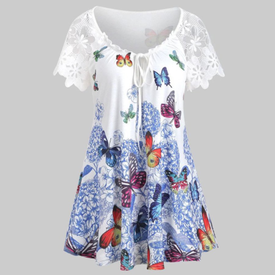 Ladies Floral Print Panel Casual Dress