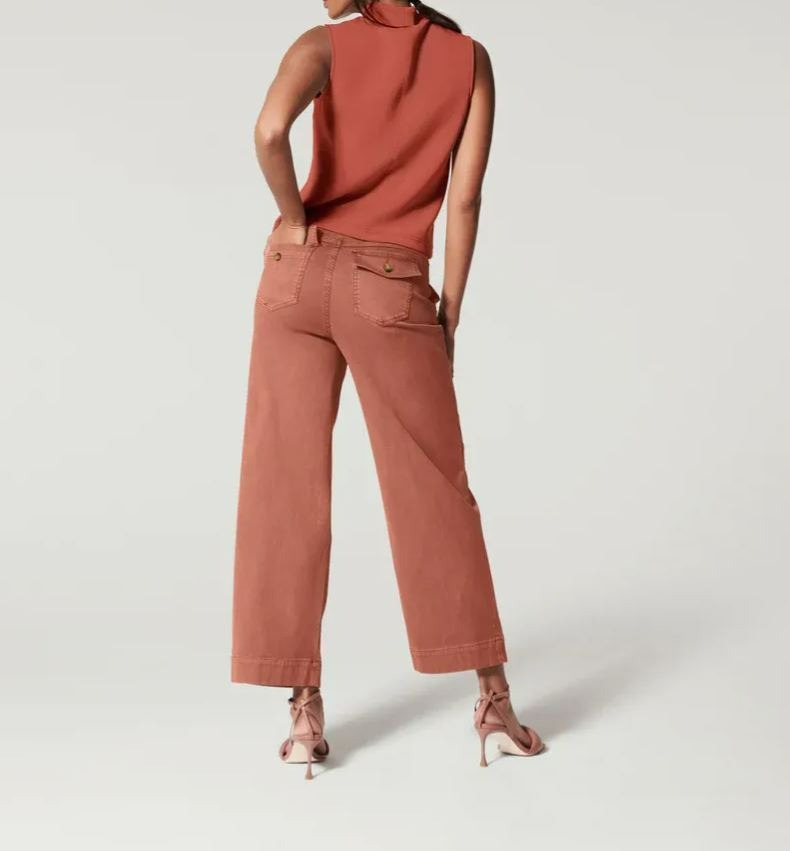 Stretch Twill Cropped Wide Leg Pant