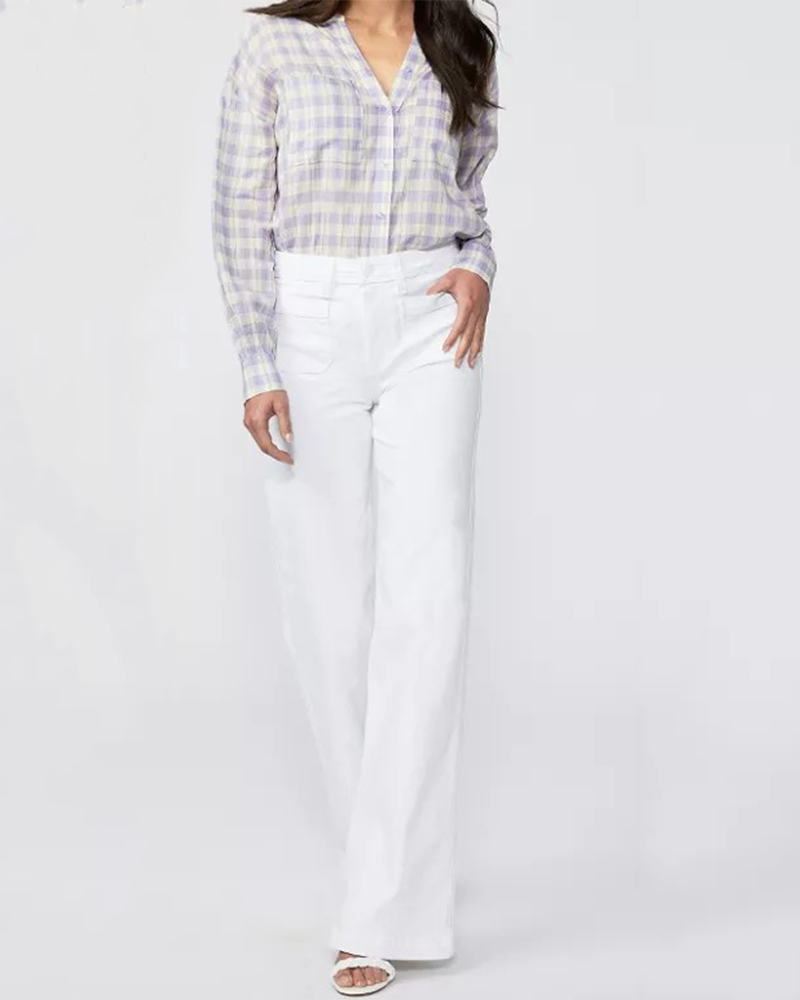CRISP WHITE DENIM FLARE JEANS