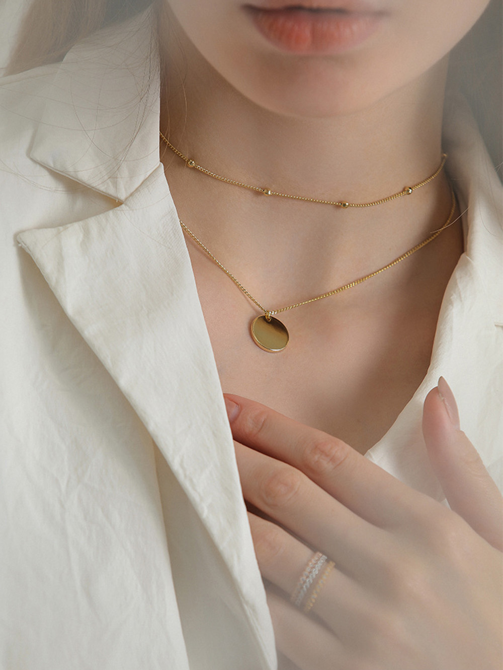 18k Gold Plated Dainty Gold Choker Arrow Bar Layering Long Necklace for Women