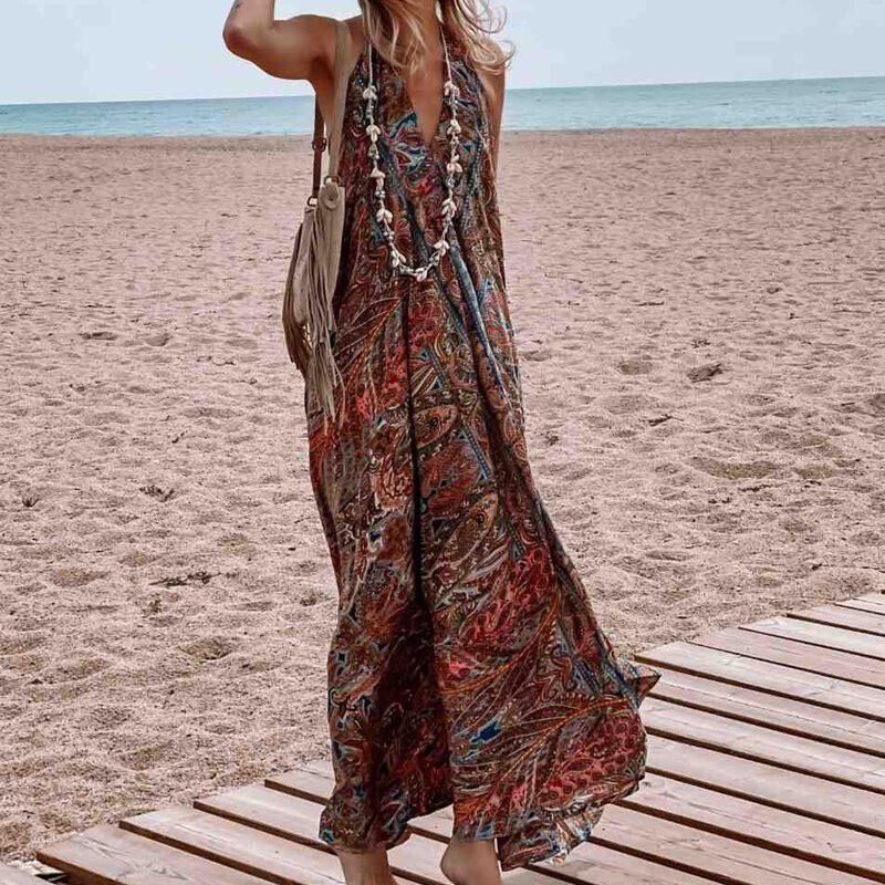 Women's Halter Vacation Sleeveless Long Dress