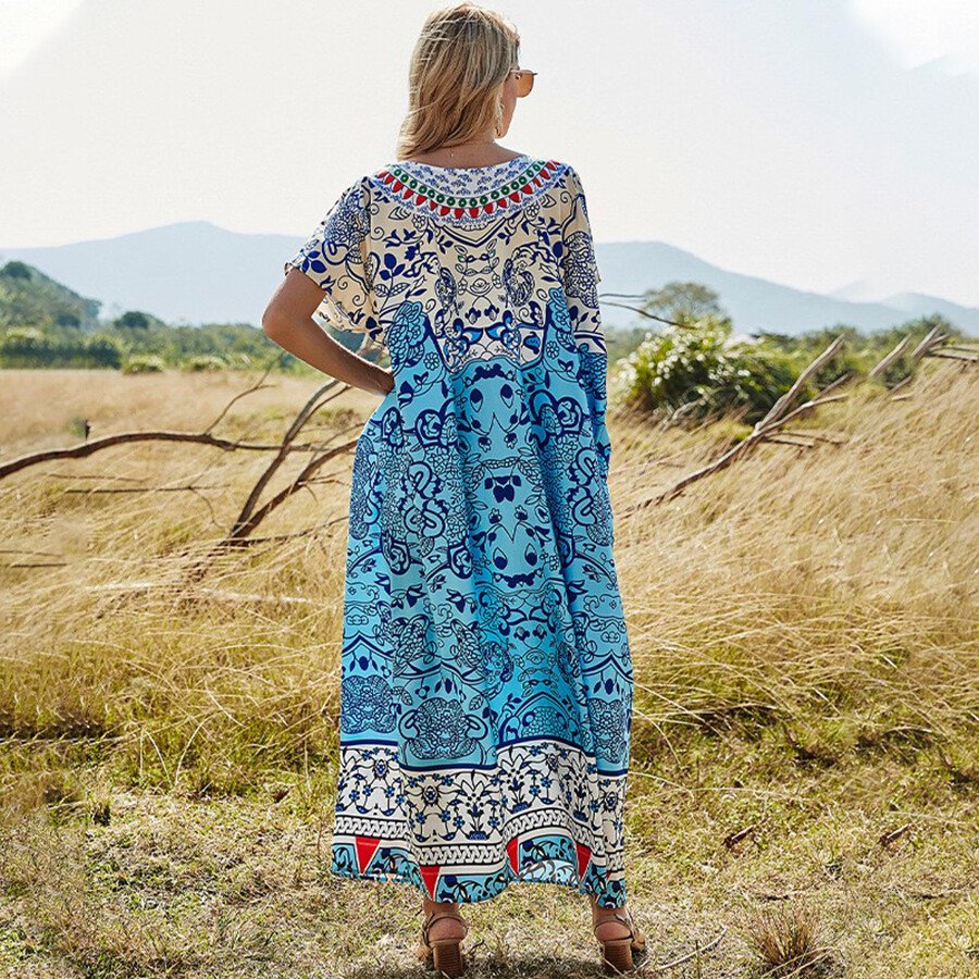 Bohemian Casual V-Neck High-Rise Dress