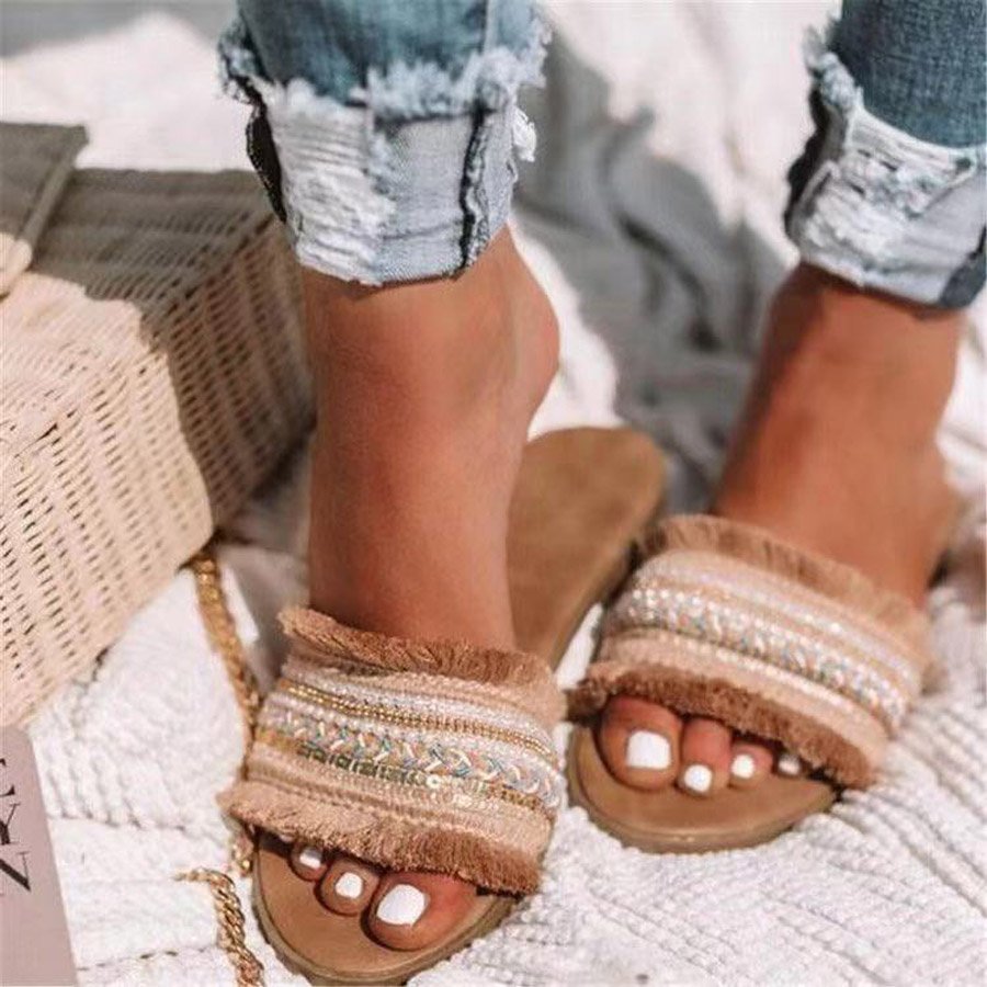Beach Vacation Tassel Slippers