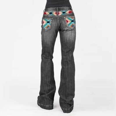 Women's Denim Trousers With Washed Pockets