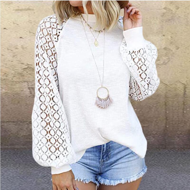 Elegant Lace Paneled Long Sleeve Shirt