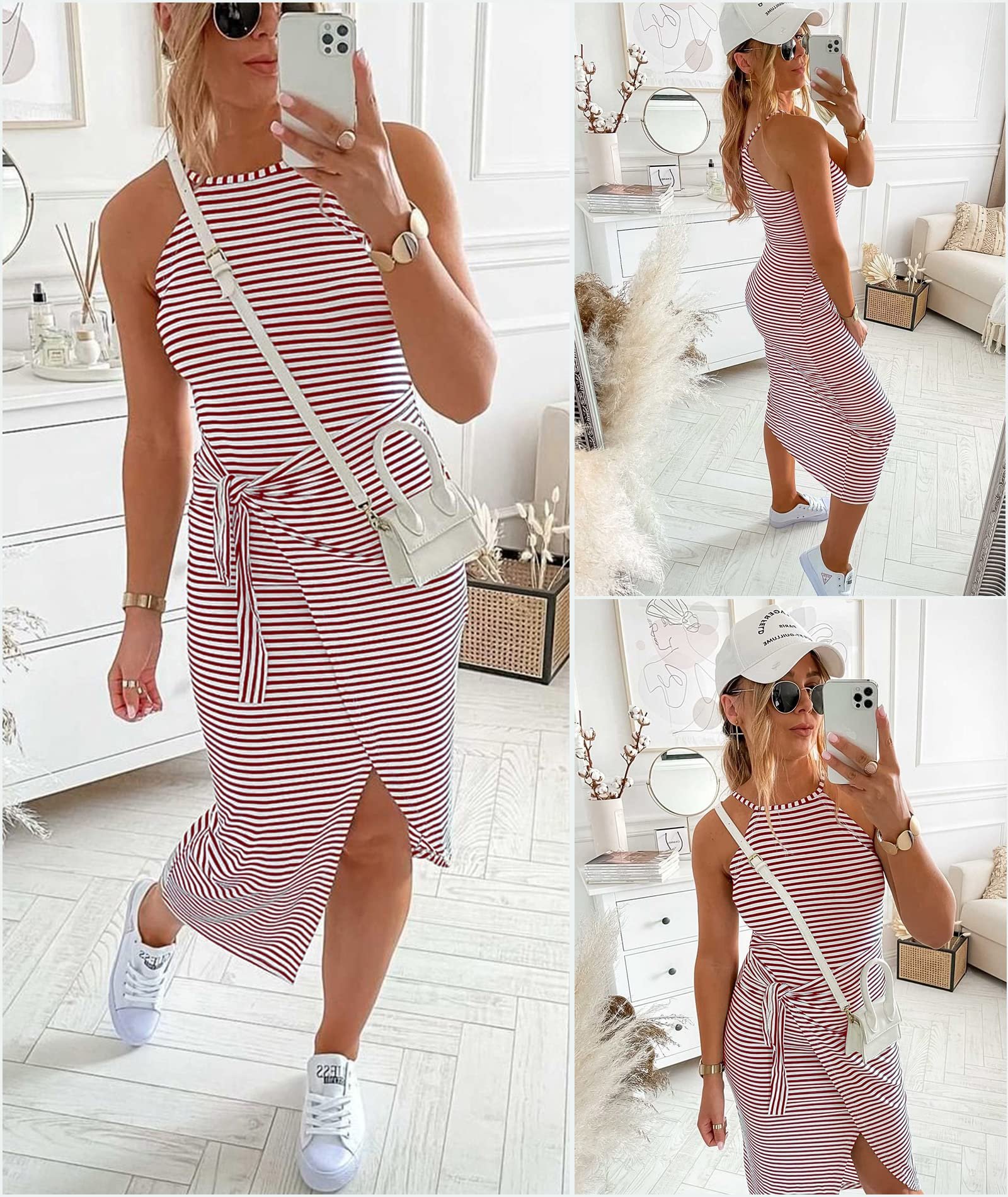 2023 summer Casual sleeveless waist dress