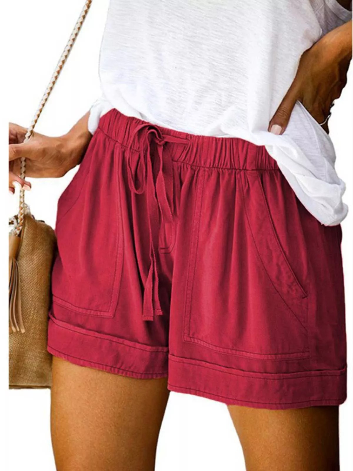 2023 Womens Summer Shorts Casual Comfy Drawstring Elastic Waist Shorts