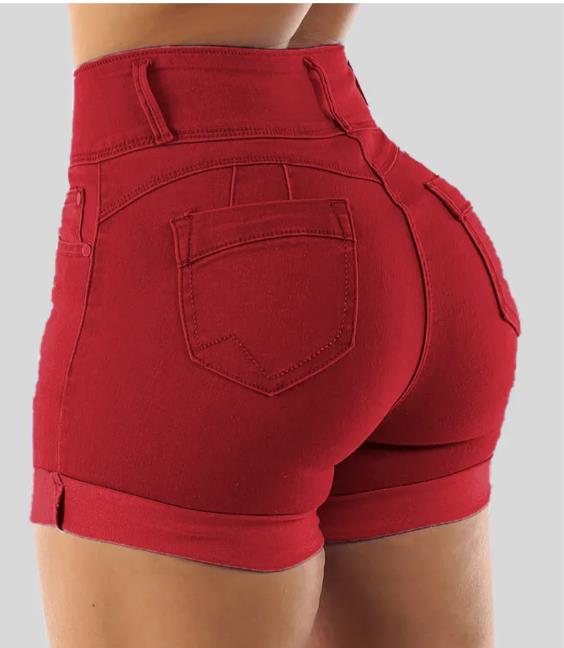 🔥🔥🔥🔥 2023 Summer Push-Up Super Comfy Shorts Silk Feeling Smooth Cool Shorts Button Fly Cuffed Hem High Waist Butt Lifting  Denim Shorts