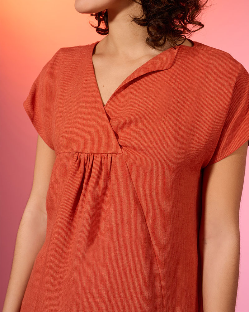 Chic V-Neck Loose Cotton Linen Dress
