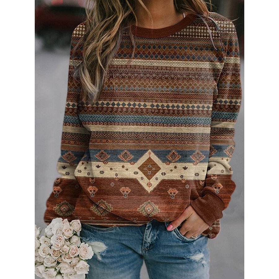 Vintage Print Ladies Sweater