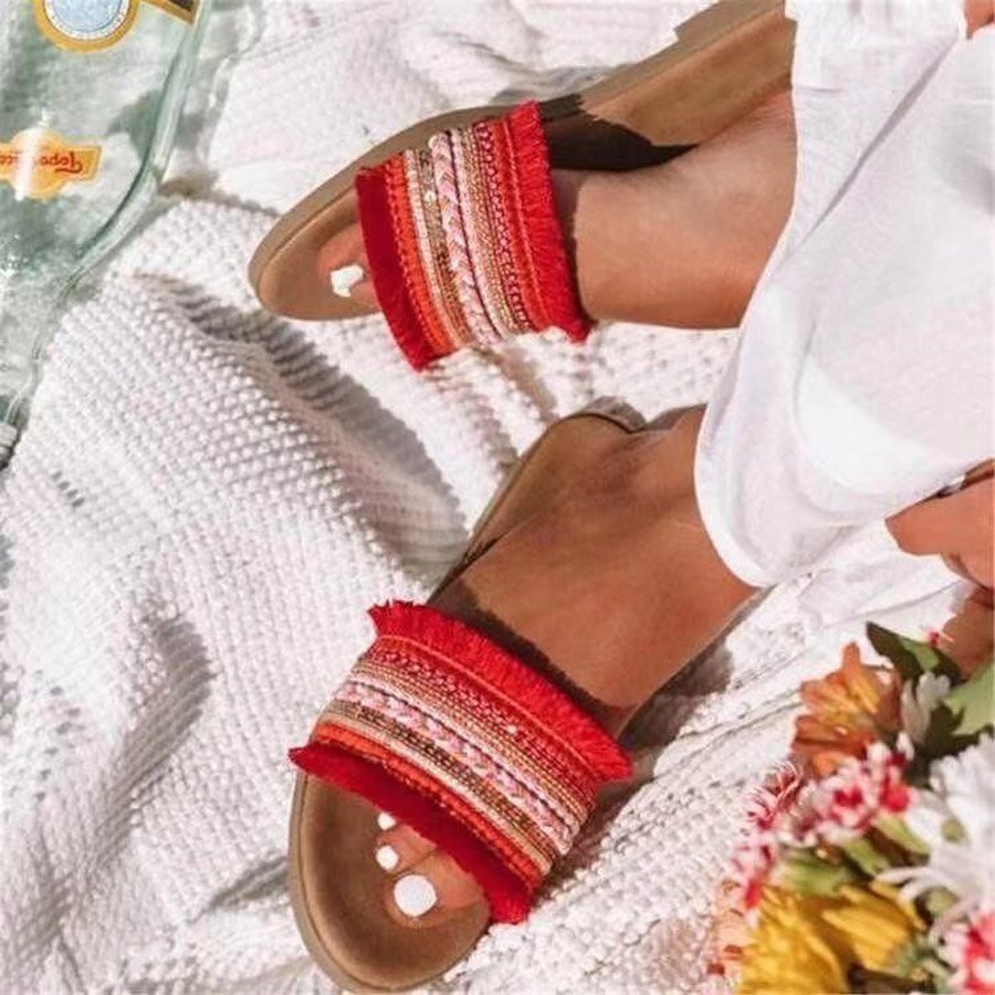 Beach Vacation Tassel Slippers