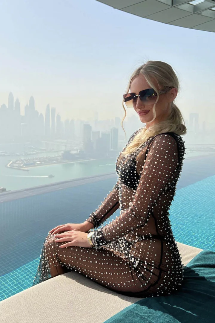 Mesh Full Pearl Cover-up Dress