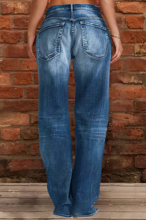 Midiross Ripped/Normal Low Waist Straight Leg Jeans(BUY 2 FREE SHIPPING)