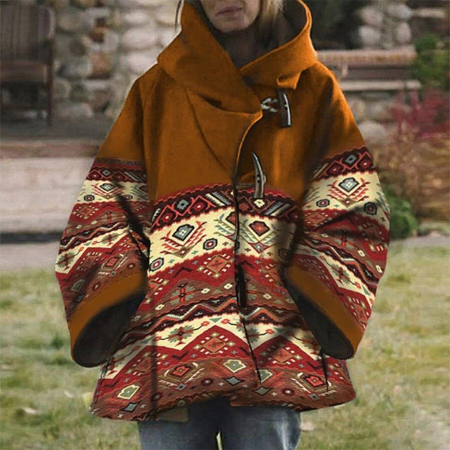 Ladies Western Vintage Print Woolen Jacket