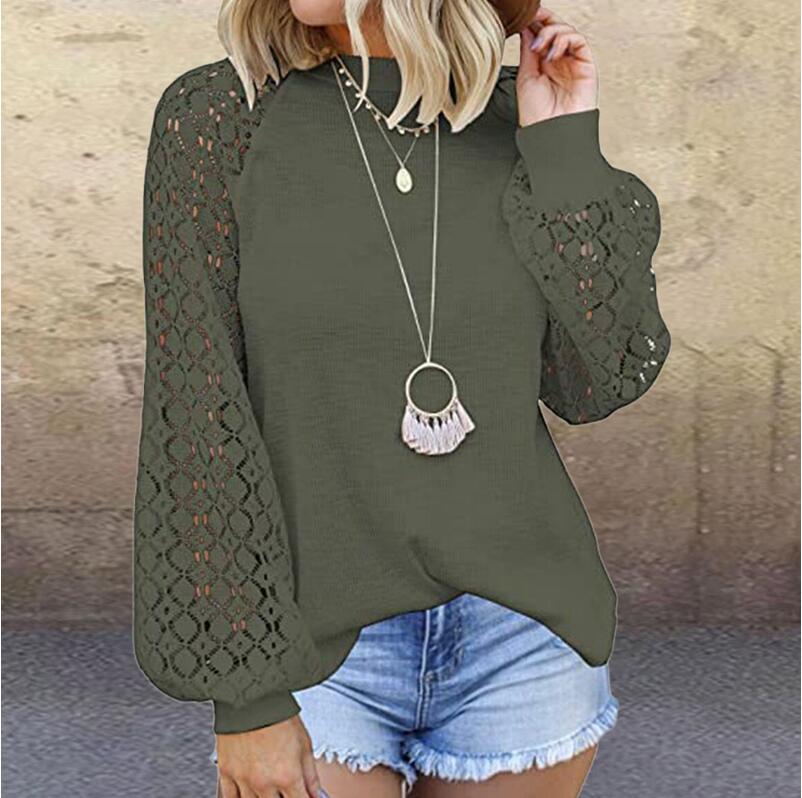 Elegant Lace Paneled Long Sleeve Shirt