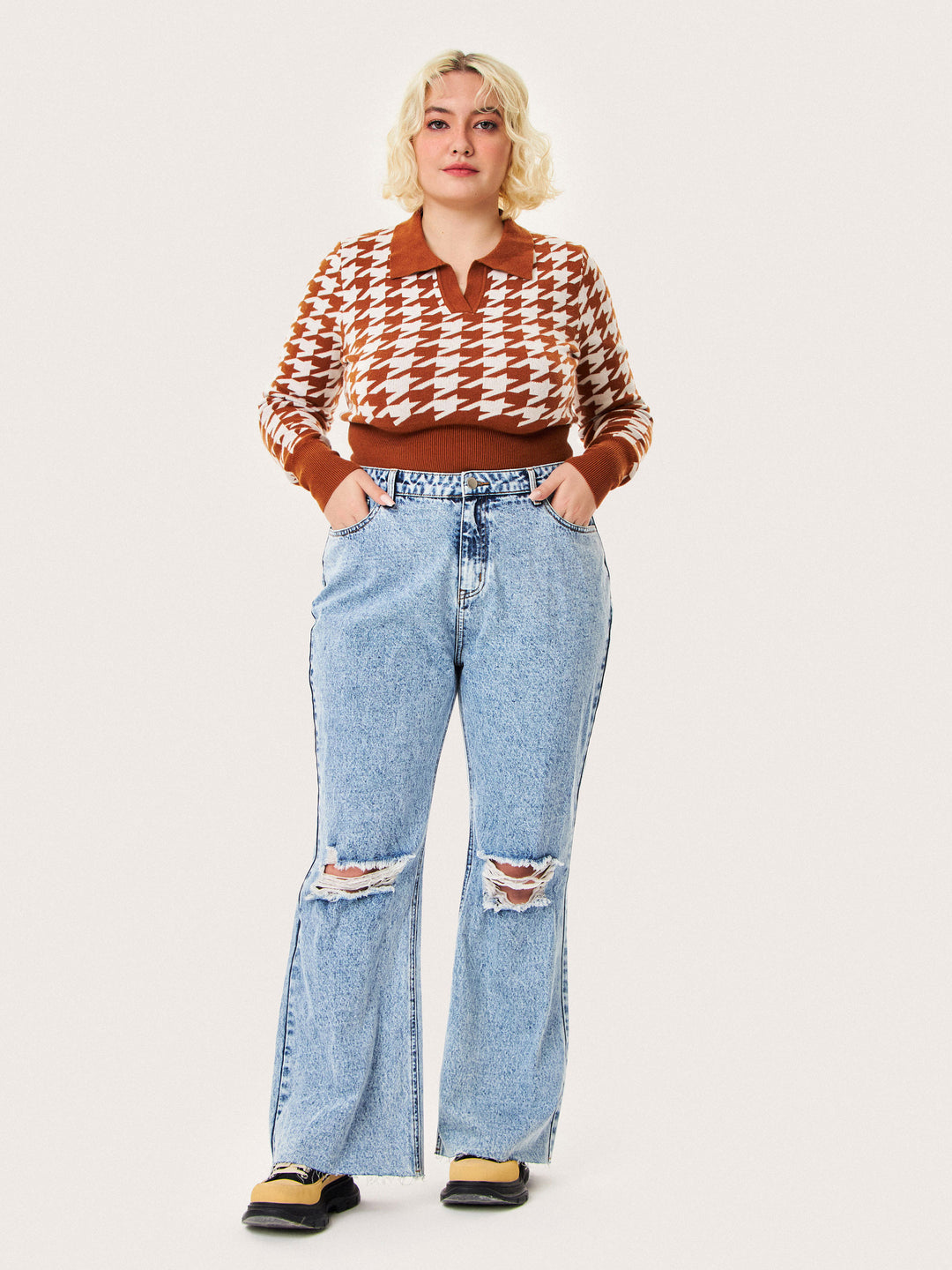 Curve & Plus Denim Ripped Flares