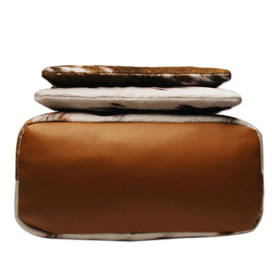 PU Cotton Plush Super Soft Cow Pattern Three-Piece Makeup Hand-Held One-Shoulder Handbag