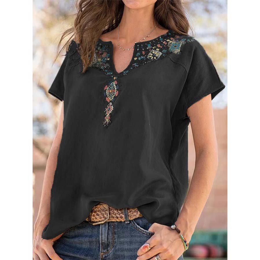 Loose Western Ethnic Style Short Sleeve T-shirt