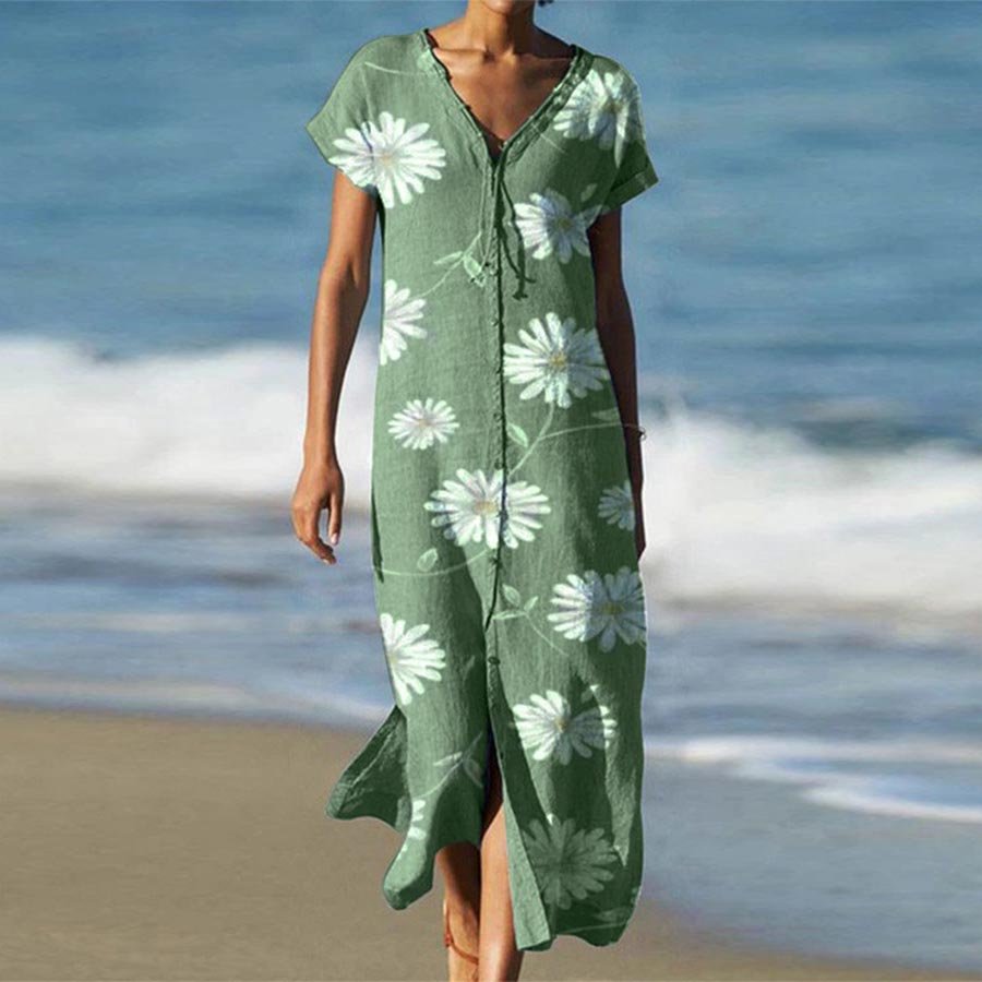 Women's Daisy Printed Vacation Dress