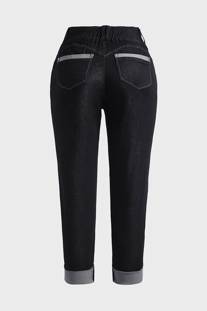 Midiross Button Fly Butt Lifting High Waist Capris Jeans