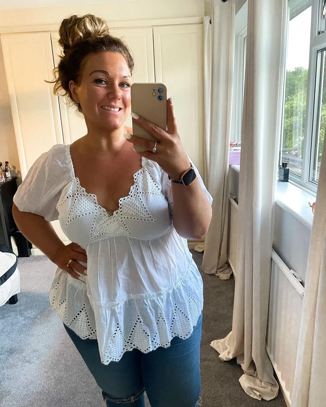 PLUS BRODERIE ANGLAISE SMOCK TOP